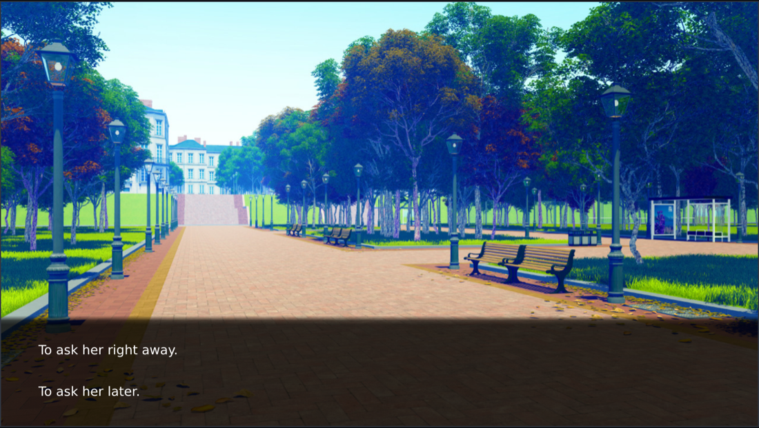 A choice menu in the Play view with two options